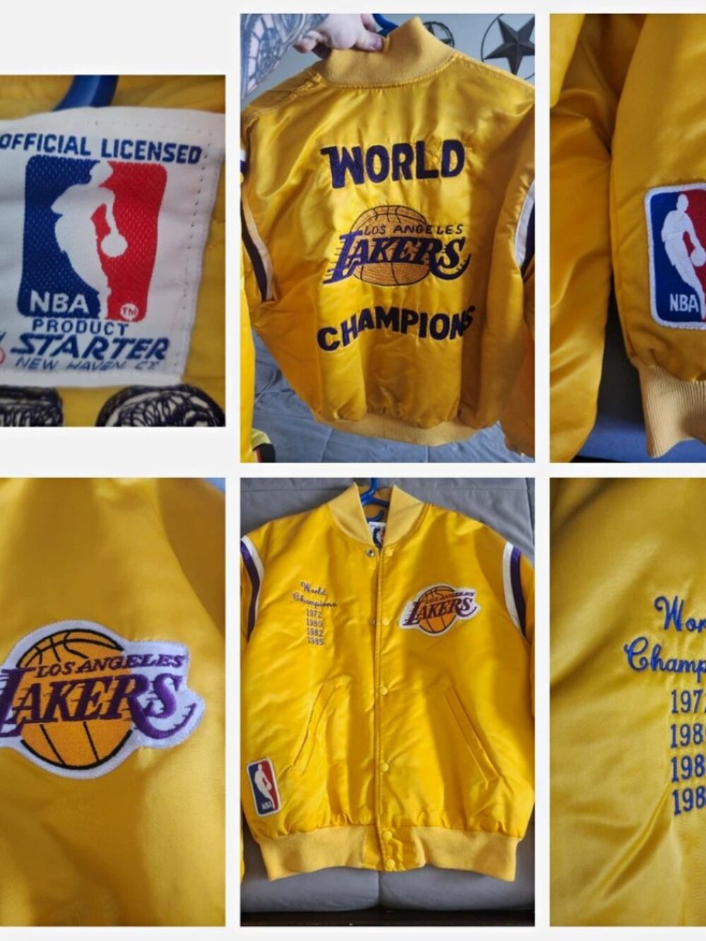Starter Los Angeles Lakers NBA World Champions Jacket Yellow Purple Authentic